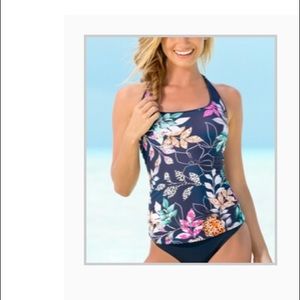 Navy Floral Jardin Sport Tankini Top